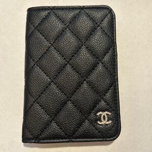 Brand New Chanel Vegan Leather Black Quilted Passport Holder with Card Slots GWP
